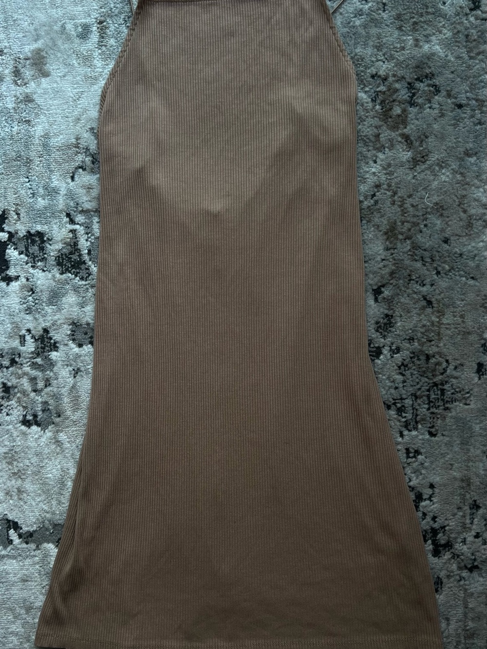 H&M Brown Ribbed Maxi Skirt with Slight Flare